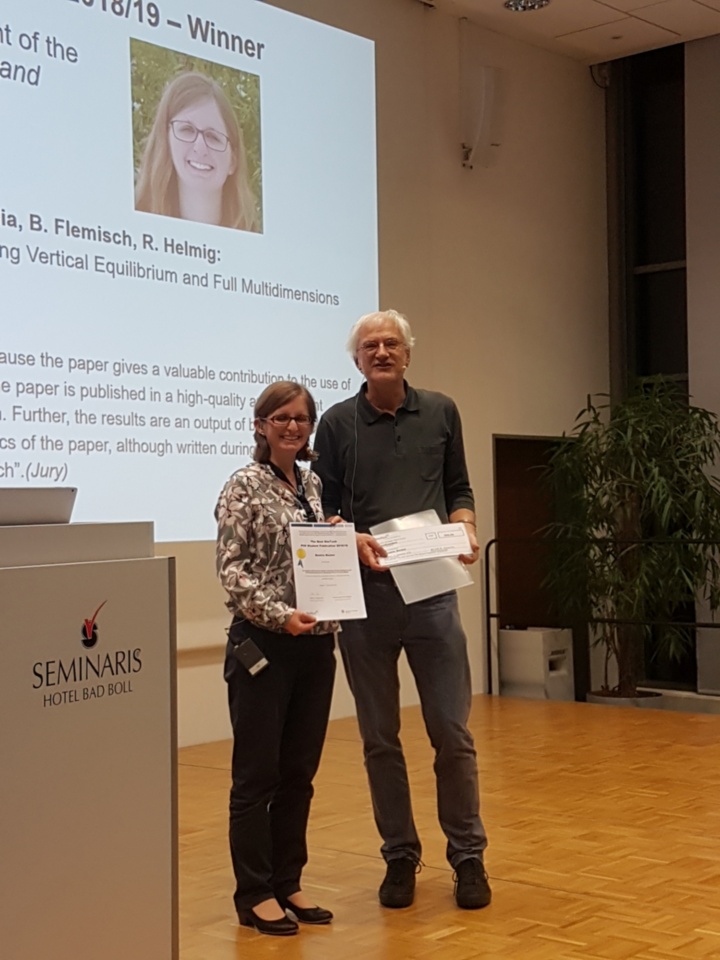 Beatrix Becker receives "The Best SimTech PhD Student Publication 2018 2019 Award"